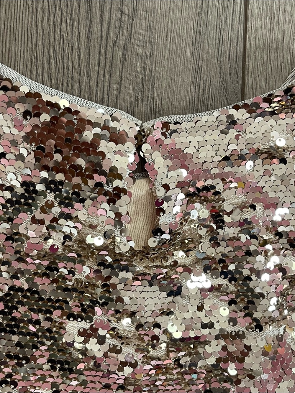ZARA Kids Size 11-12 Gold Sequin Short Sleeve Party Dress - Picture 3 of 9
